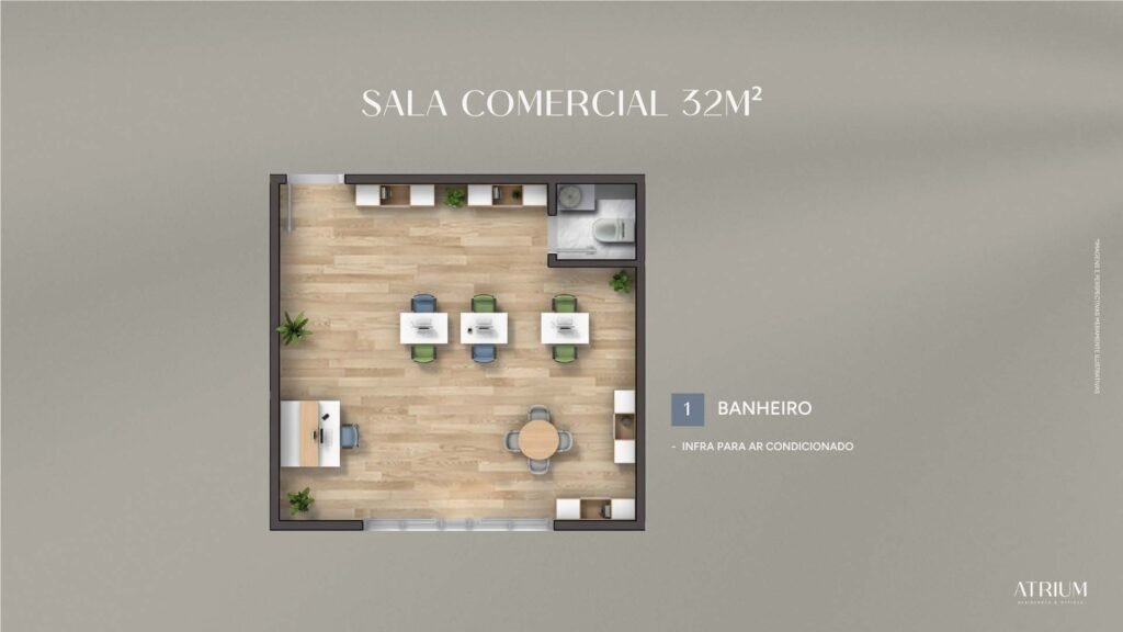 Sala comercial no Atrium Offices, Vila Ema — 32 a 32,24 m²