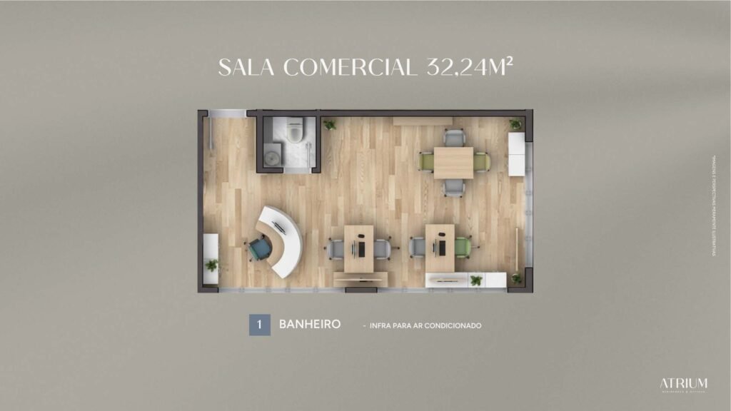 Sala comercial no Atrium Offices, Vila Ema — 32 a 32,24 m²