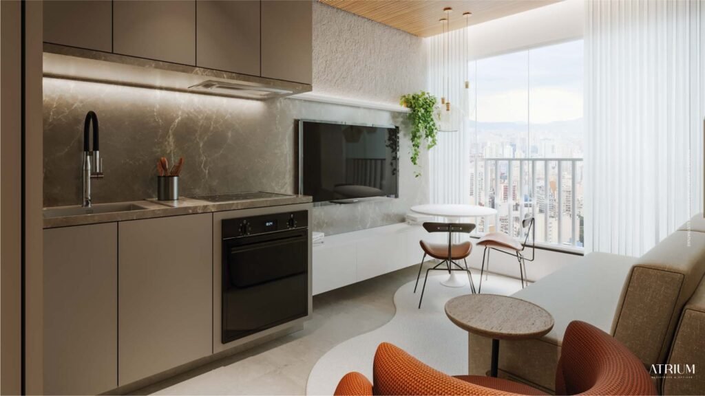 Studio no Atrium, Vila Ema — 29,16 a 32,63 m²